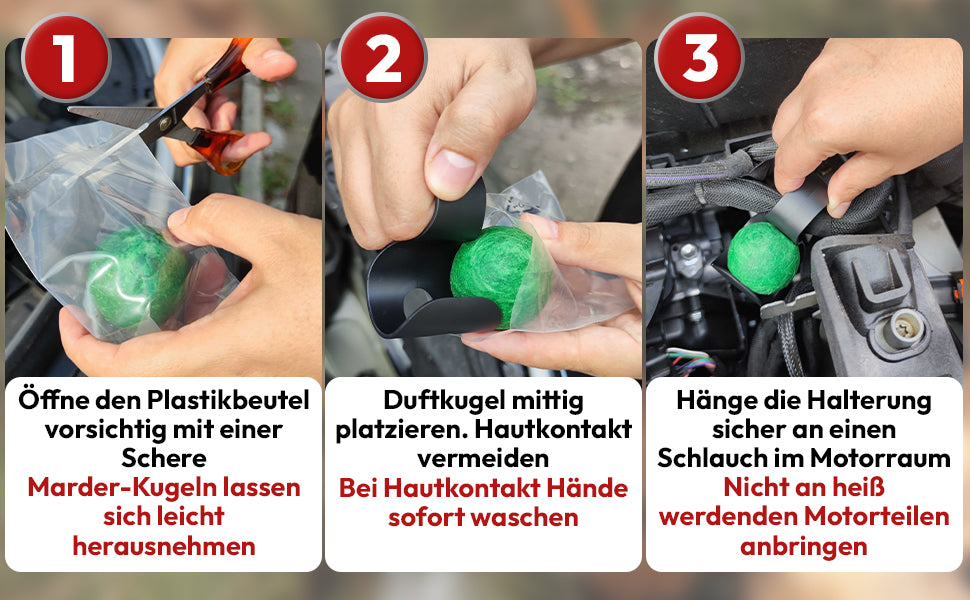 4x Marderschreck-Kugeln inkl. PKW-Halterung - Detail Information 3