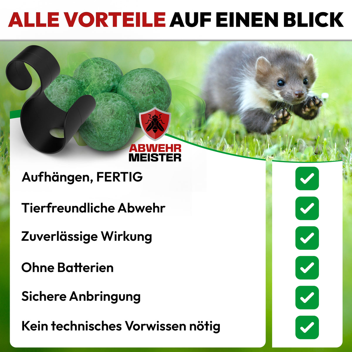 4x Marderschreck-Kugeln inkl. PKW-Halterung