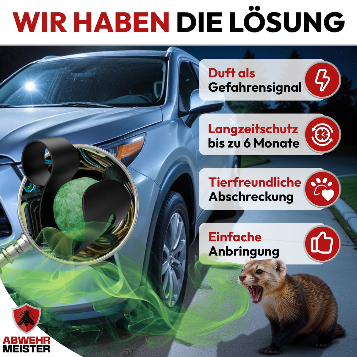 4x Marderschreck-Kugeln inkl. PKW-Halterung