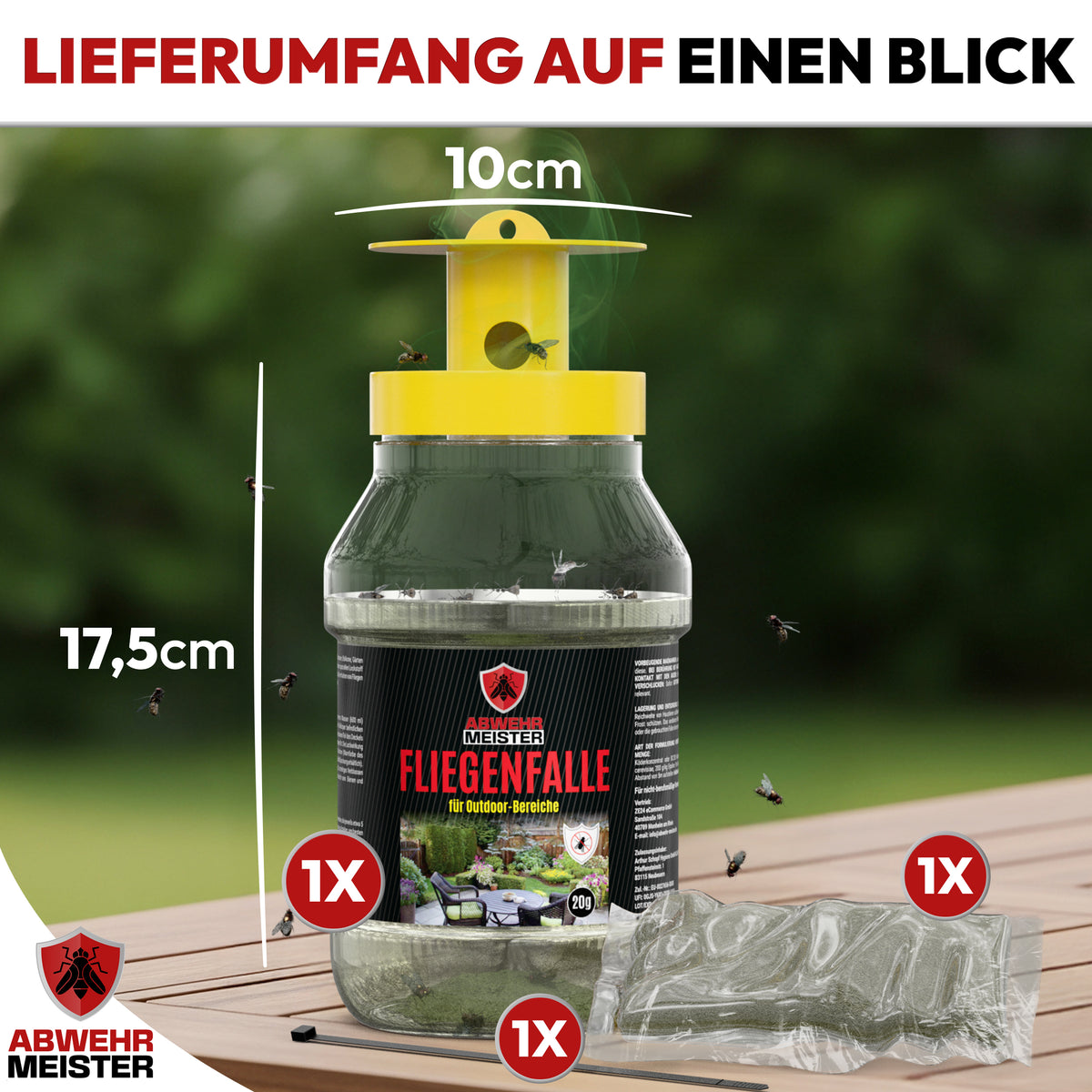 Fliegenfalle mit biologischem Lockstoff für Garten/Terrasse
