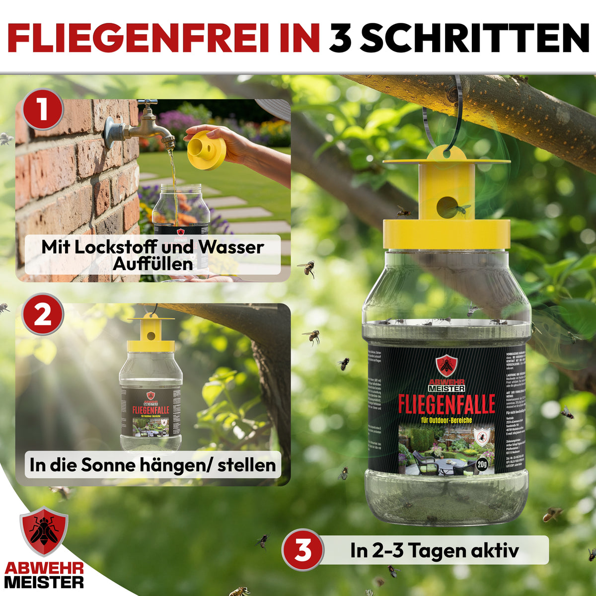 Fliegenfalle mit biologischem Lockstoff für Garten/Terrasse